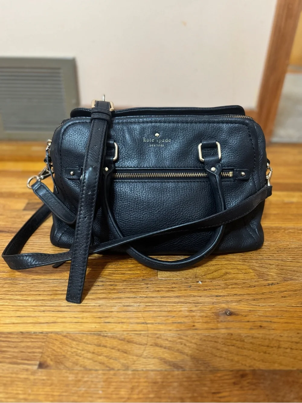 kate spade Black Pebbled Leather Crossbody Satchel